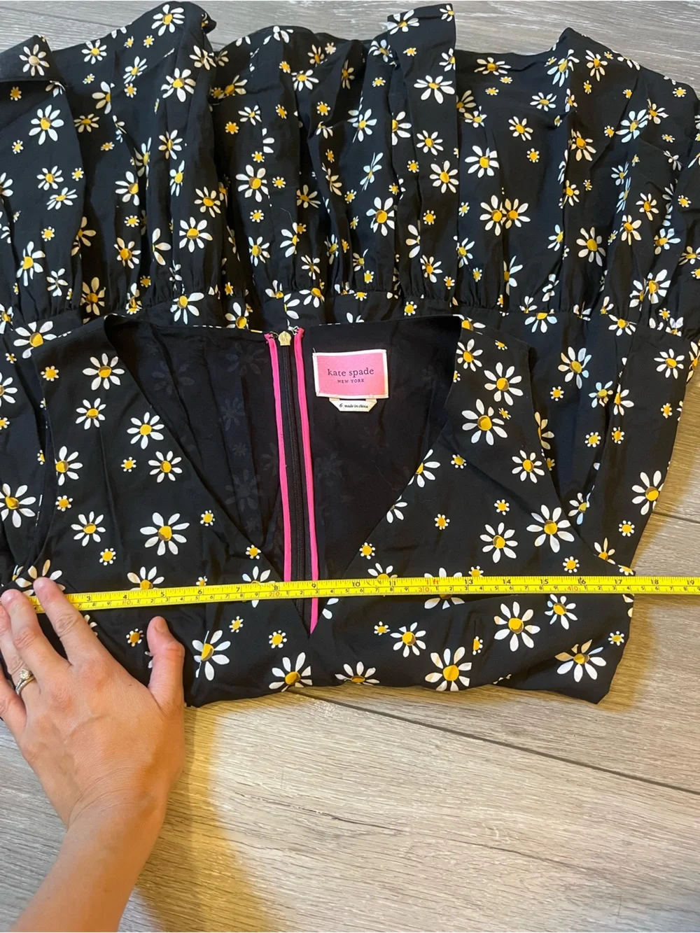 Kate Spade Daisy Dots Vineyard Tiered Sleeveless Cotton Blend Mini Dress Black 6
